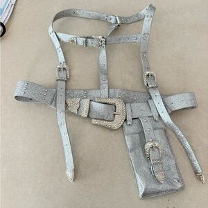 Silver Harness Belt with Studded Details